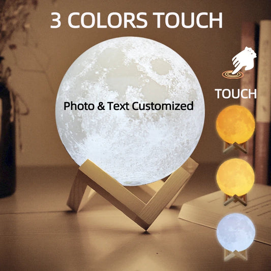 Moon Lamp With Personalized Photo Text USB Night Light