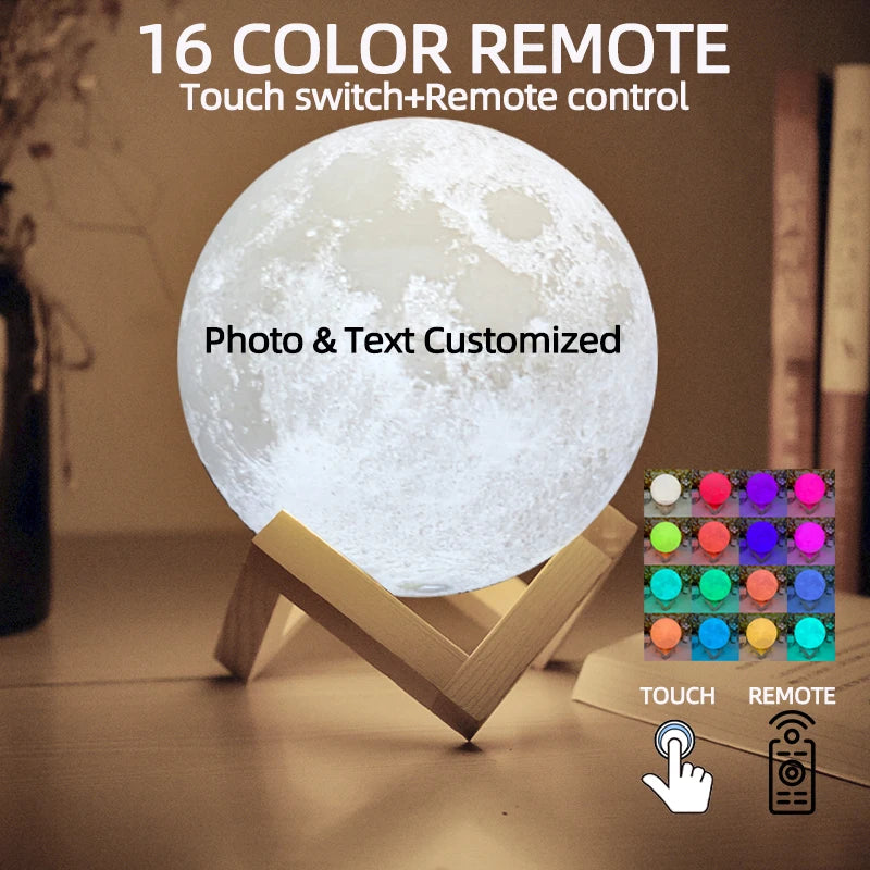 Moon Lamp With Personalized Photo Text USB Night Light