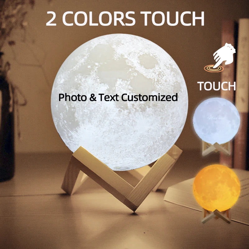 Moon Lamp With Personalized Photo Text USB Night Light