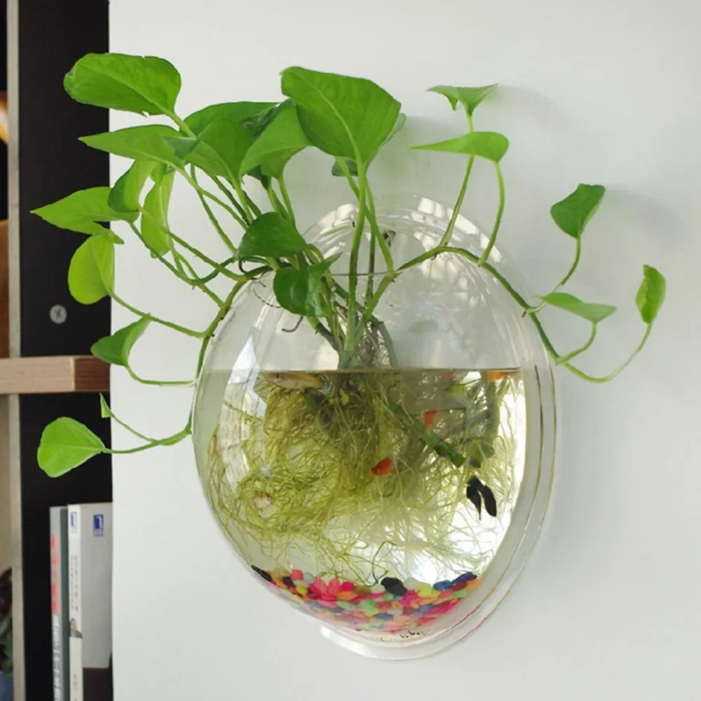 Acrylic Wall Mounted Fish Tank Vase For Home Decor