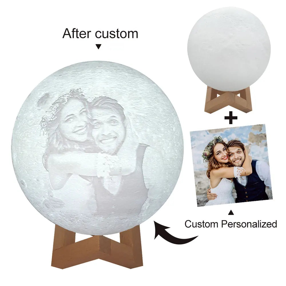 Moon Lamp With Personalized Photo Text USB Night Light