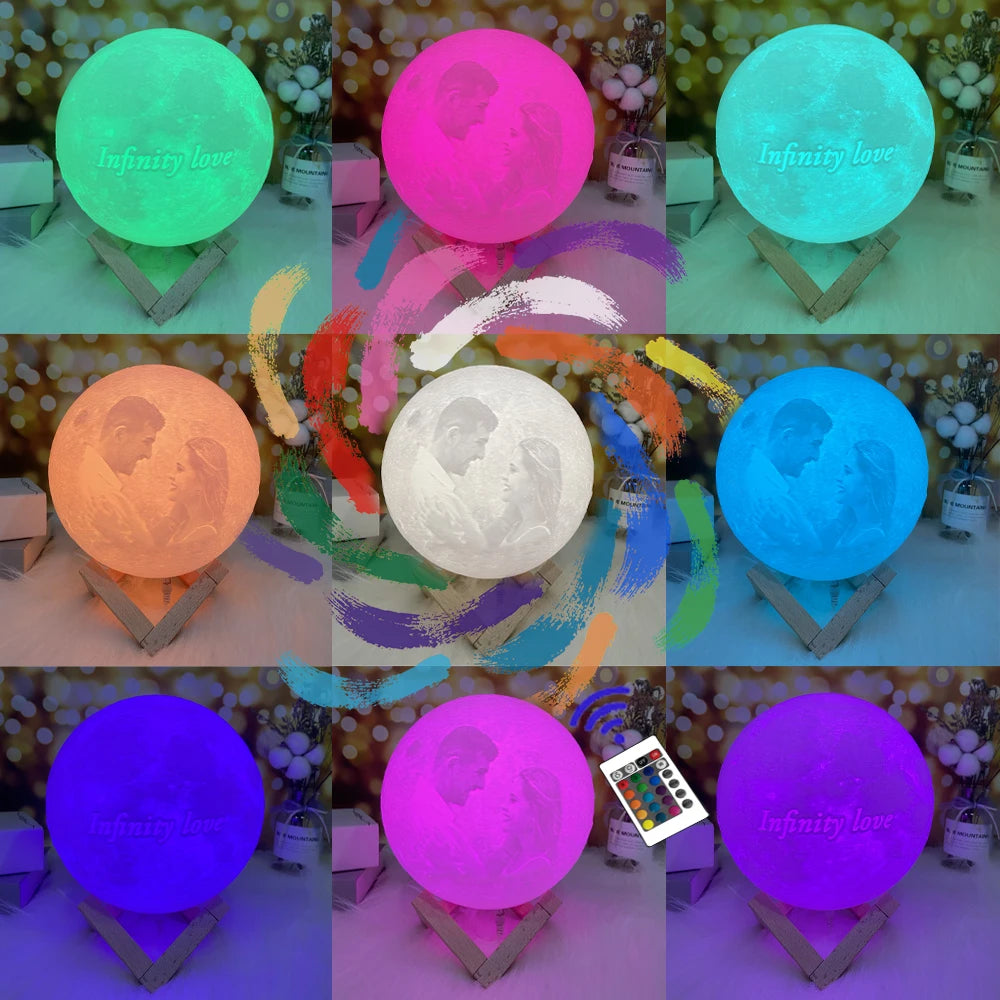 Moon Lamp With Personalized Photo Text USB Night Light