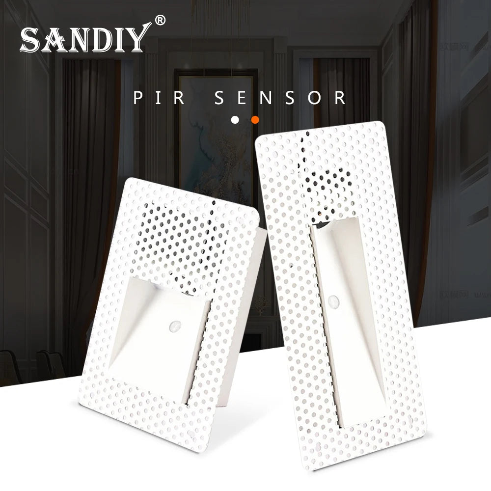 Sandiy Motion Sensor Recessed Wall Lamp Staircase Home Lighting