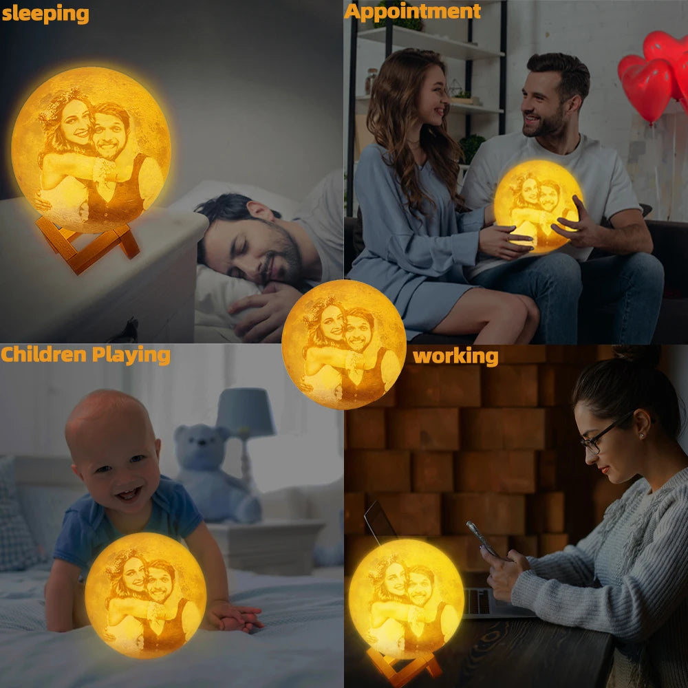 Moon Lamp With Personalized Photo Text USB Night Light