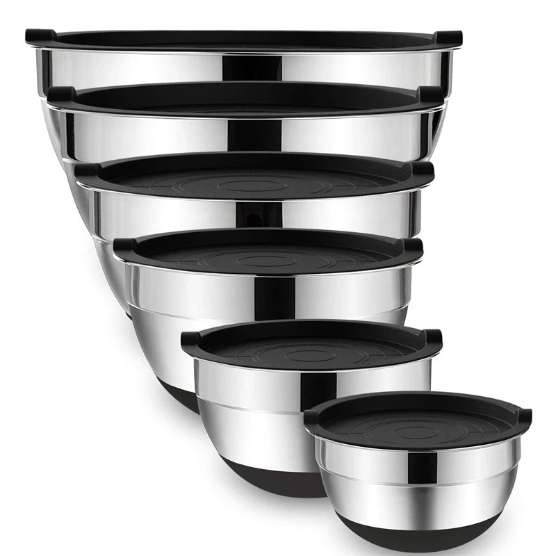 LMETJMA 6 Piece Stainless Steel Mixing Bowls Set With Lids