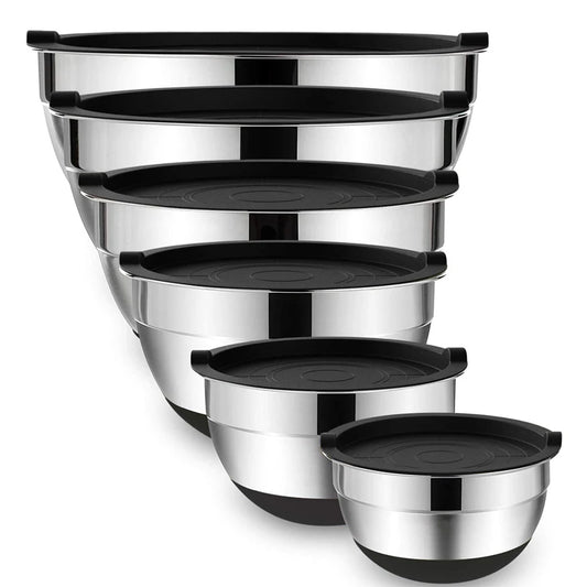 LMETJMA 6 Piece Stainless Steel Mixing Bowls Set With Lids