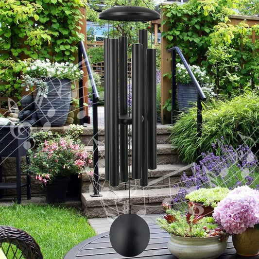 2026 Vintage Large Black Metal 6-Tube Wind Chime Music Wind Chime Outdoor Garden Decoration Home Gardening Supplies