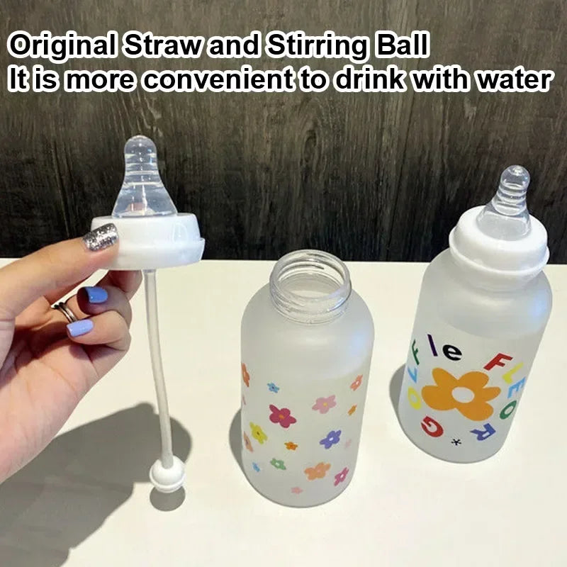 Cute Cartoon Water Bottle With Pacifier Straw For All Ages