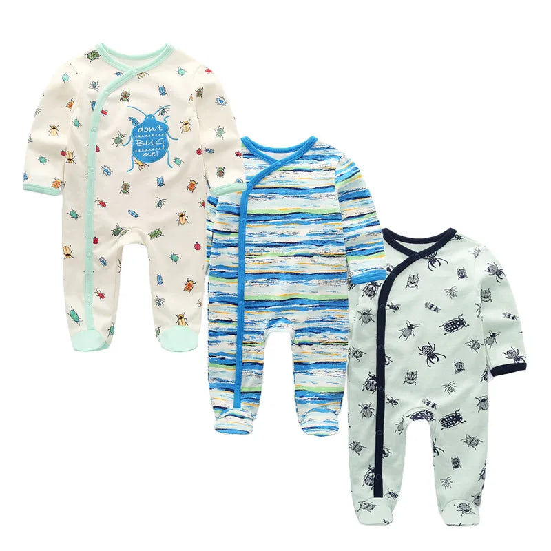 Three Piece Cotton Baby Romper Set Long Sleeve All Seasons
