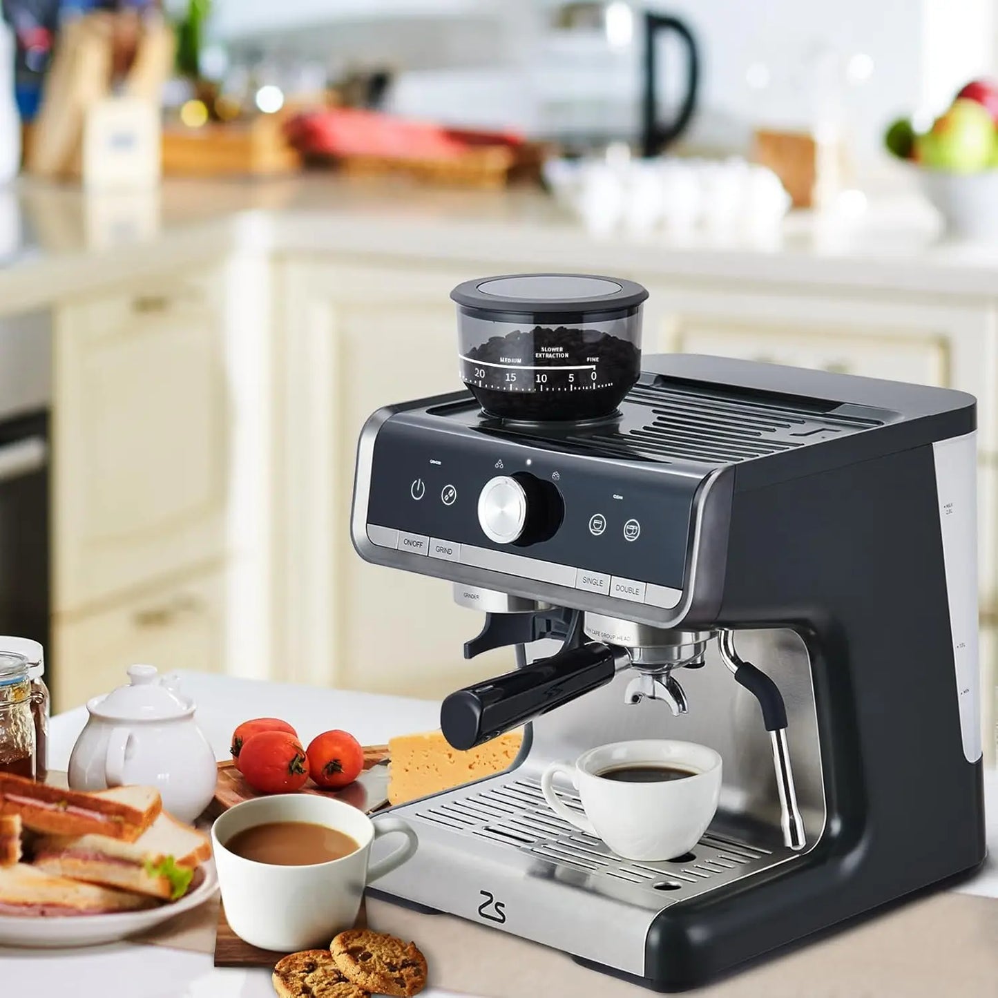 Acekool Espresso Machine With Grinder And Milk Frother 20 Bar