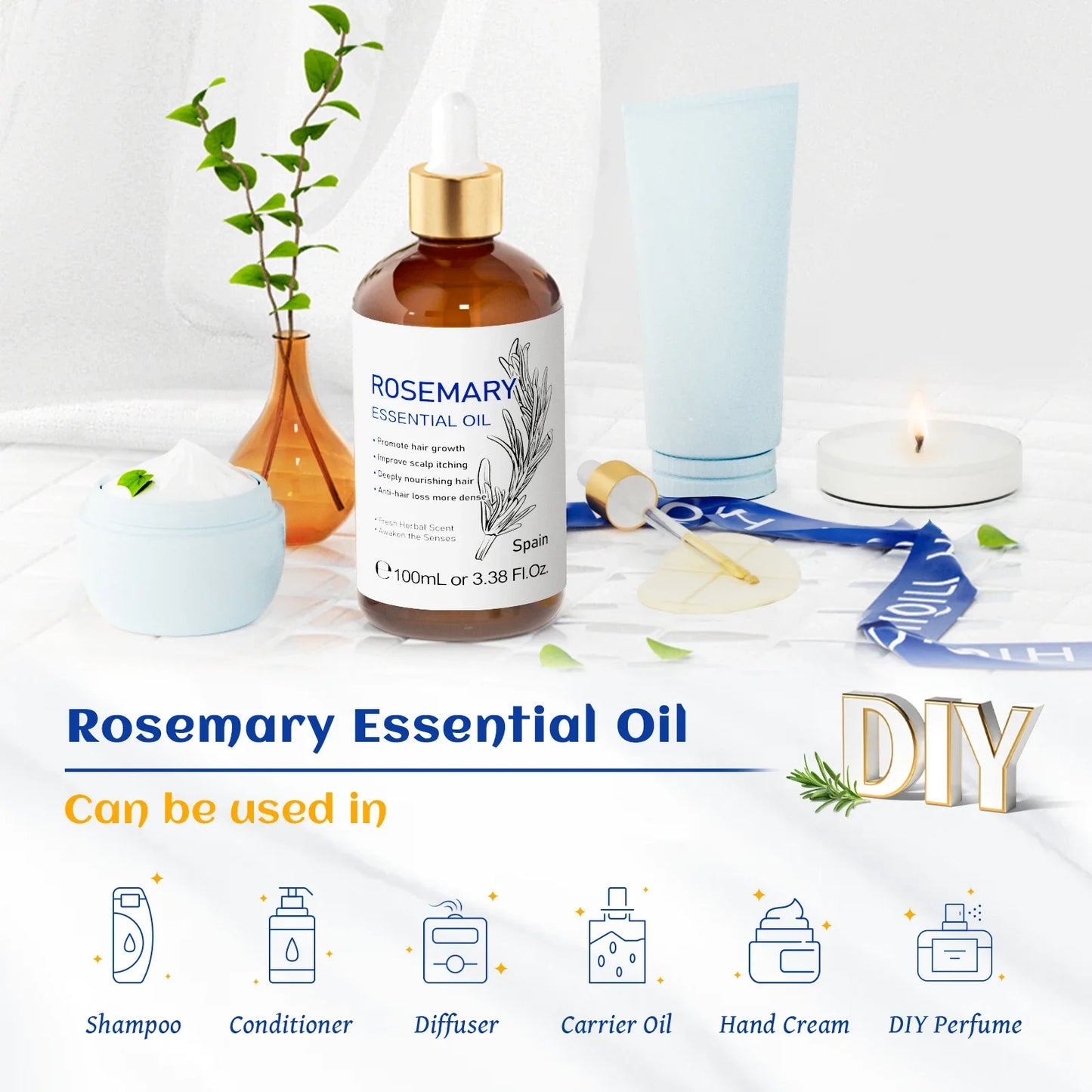 Rosemary Jasmine Lavender Mint Essential Oils For Hair Care