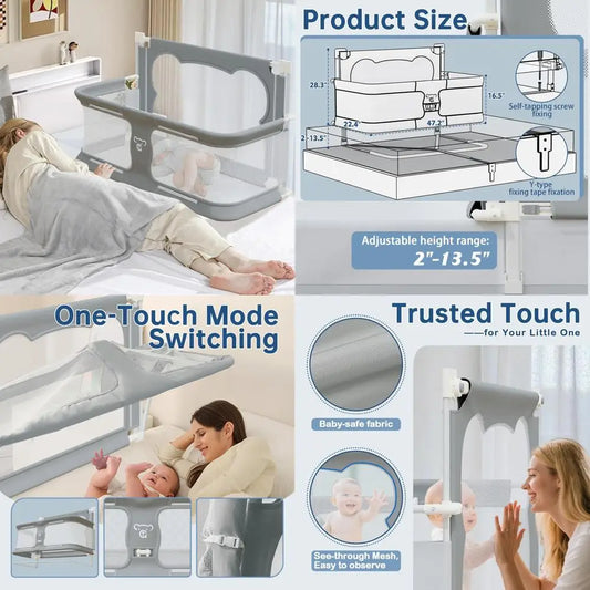 3 in 1 Baby Bassinet Bedside Sleeper Portable Crib, Foldable Bed Rail for Toddlers, Co-Sleeping Baby Bed, Playpen, Suitable for