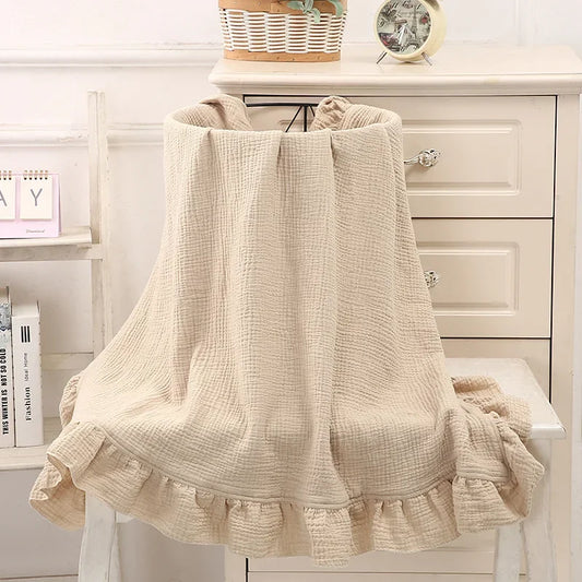Ruffled Muslin Baby Swaddle Blanket Organic Cotton Newborn