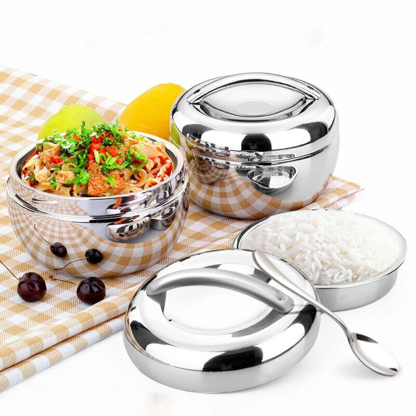 Portable Stainless Steel Insulated Lunch Box Bento 800ml