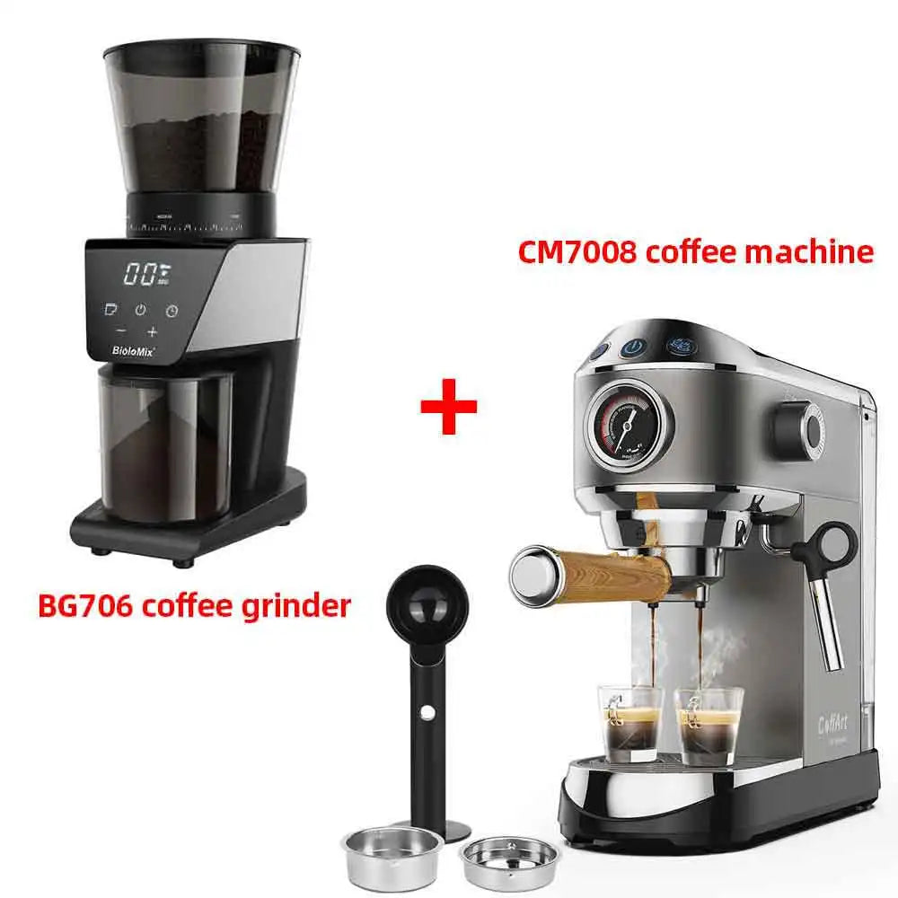 BioloMix 20 Bar Semi Automatic Powder Coffee Machine,with Milk Steam Frother Wand, for Espresso, Cappuccino, Latte and Mocha