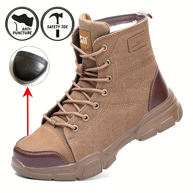 Men Steel Toe Work Boots Anti Smash Piercing Non Slip