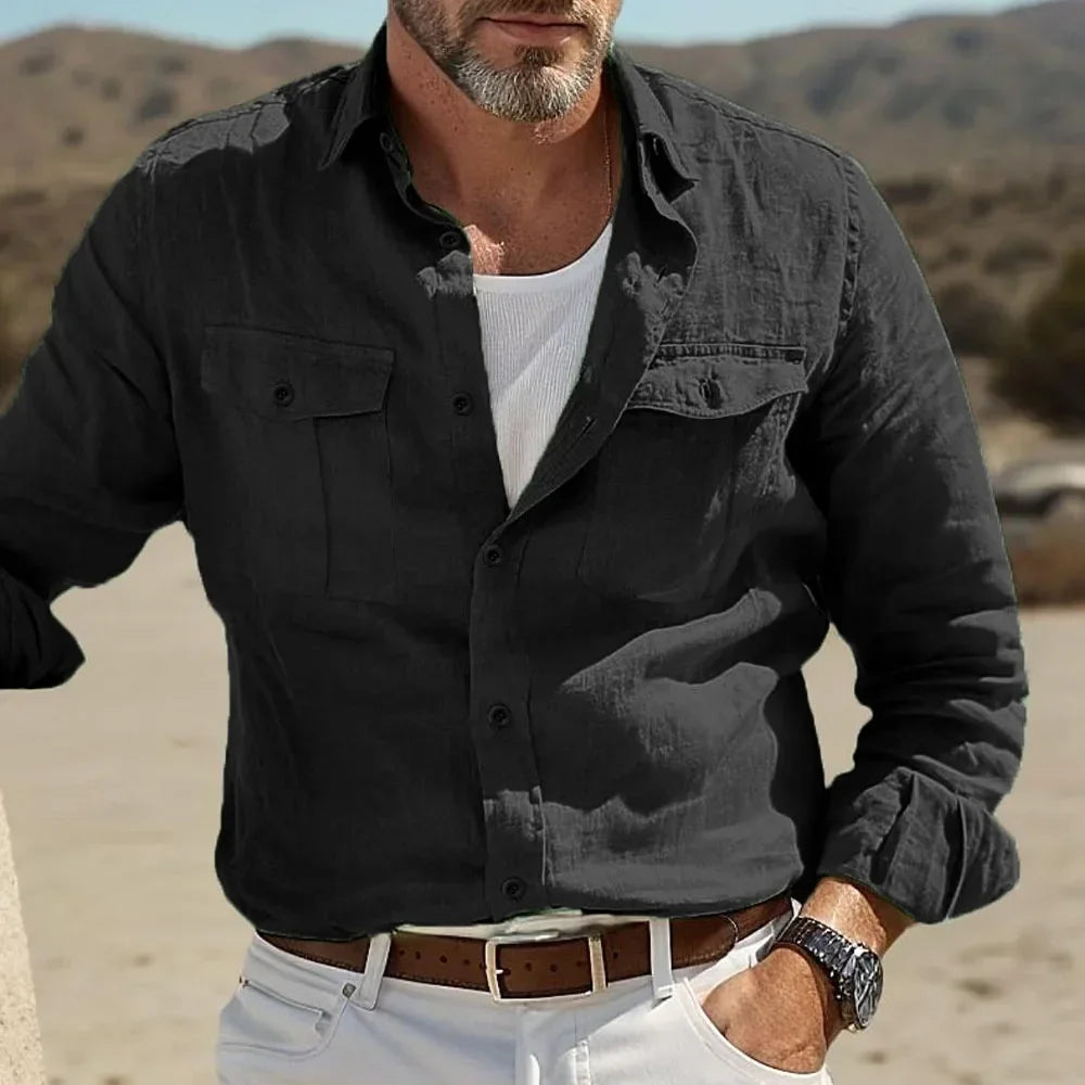 FURCW Men's Casual Cotton Linen Shirt Hawaiian Breathable