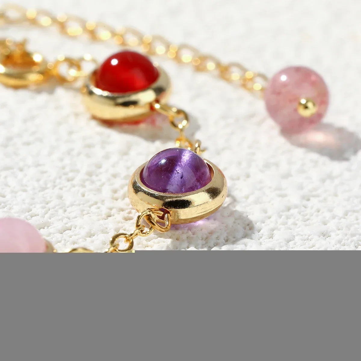JD Natural Stone Colorful Crystal Bead Chain Bracelet Women
