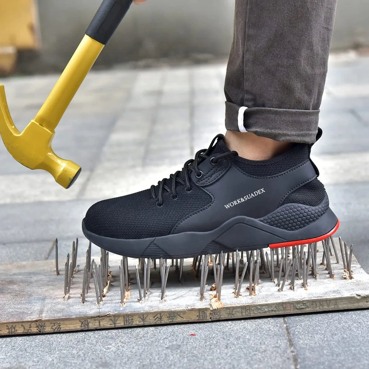 SUADEX Men Work Safety Shoes Steel Toe Cap Anti Smashing