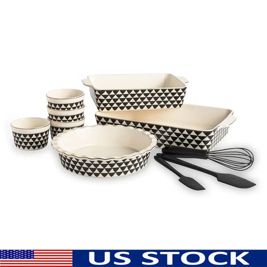 10 Piece Ceramic Bakeware Set With Spatulas Whisk Oven Safe