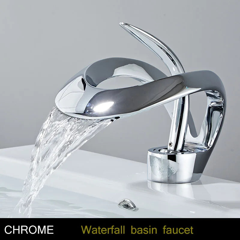 Bakala Waterfall Basin Faucet Deck Mounted Hot And Cold Brass