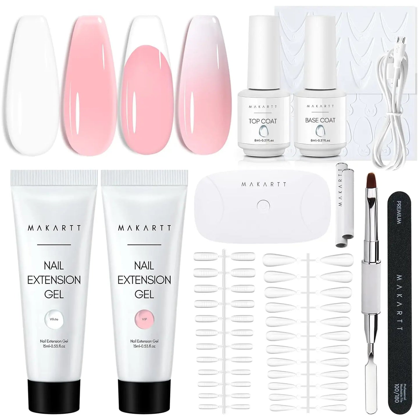 Makartt Poly Nail Gel French Manicure Kit With LED Lamp