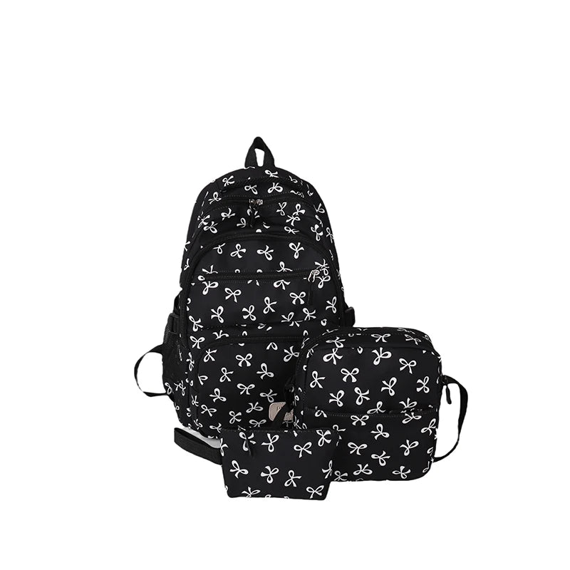 Bow Print Backpack Set With Crossbody Bag For Kids UltraDurablePremiumQualityMaterialConstruction