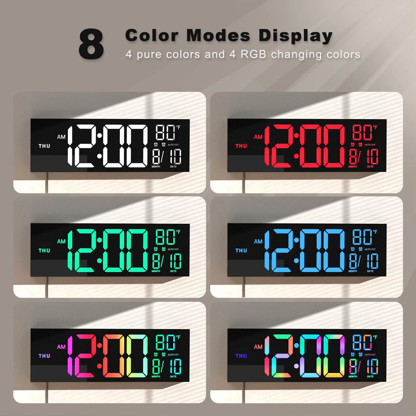 Large Digital Wall Clock 16 Inch With Remote LED Display