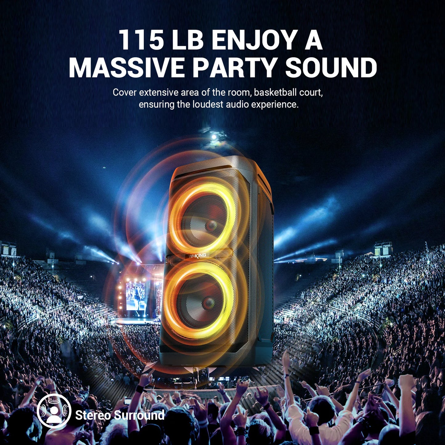W King 100W RMS Bluetooth Speaker IPX6 Waterproof Deep Bass