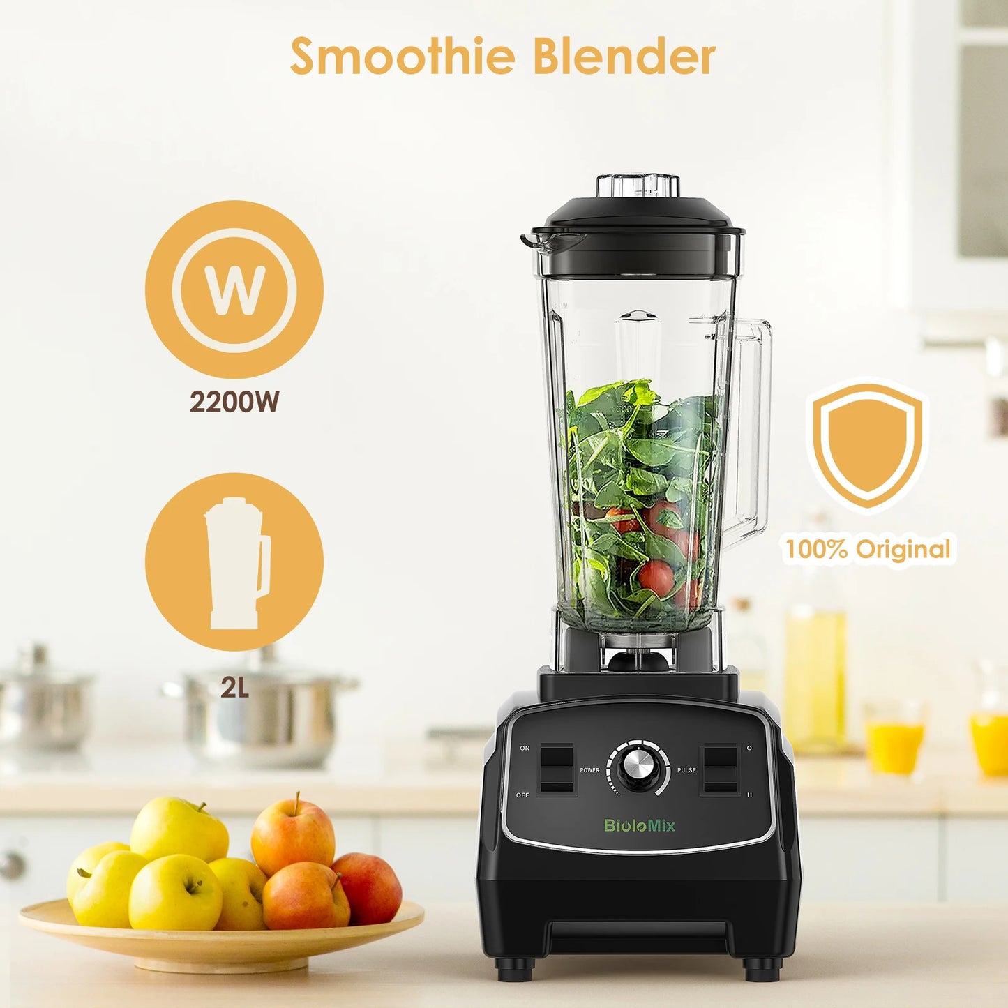 BPA Free 3HP 2200W Heavy Duty Commercial Blender Mixer Juicer