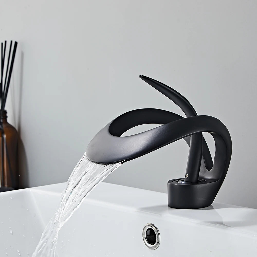 Bakala Waterfall Basin Faucet Deck Mounted Hot And Cold Brass