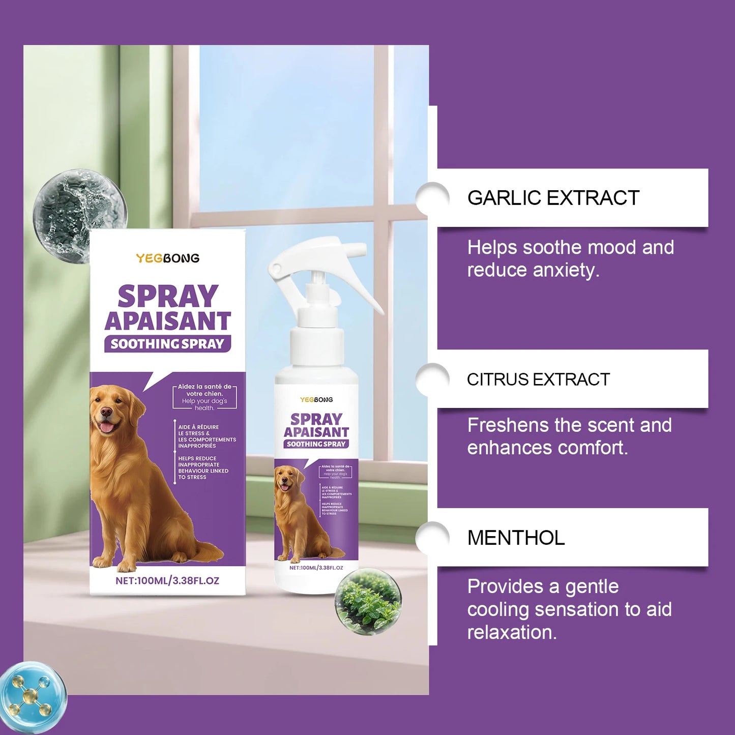 YEGBONG Dog Calming Emotional Care Spray Separation Anxiety