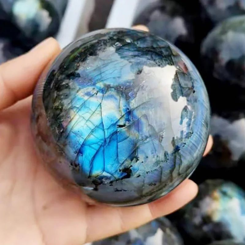Natural Crystal Ball Moonstone Labradorite Polished Sphere