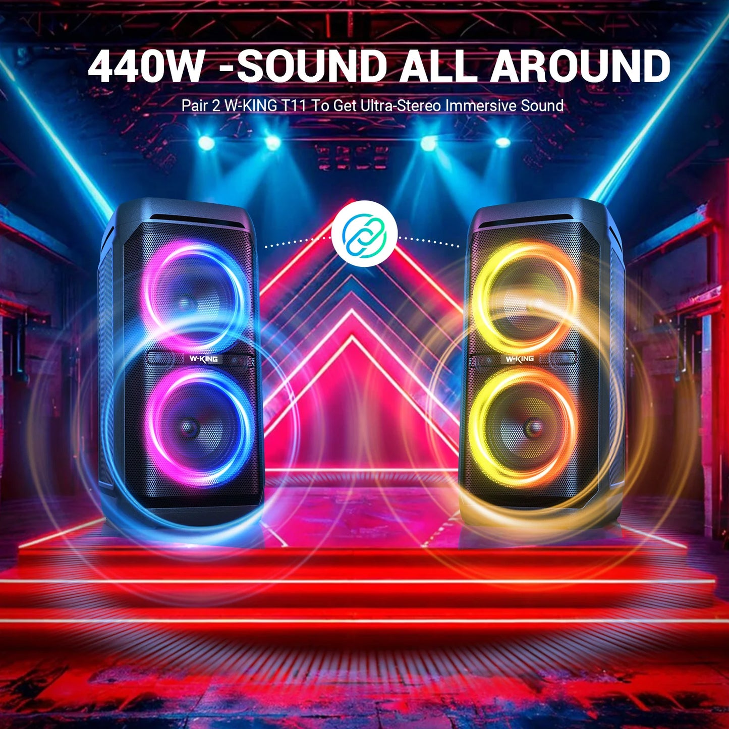 W King 100W RMS Bluetooth Speaker IPX6 Waterproof Deep Bass