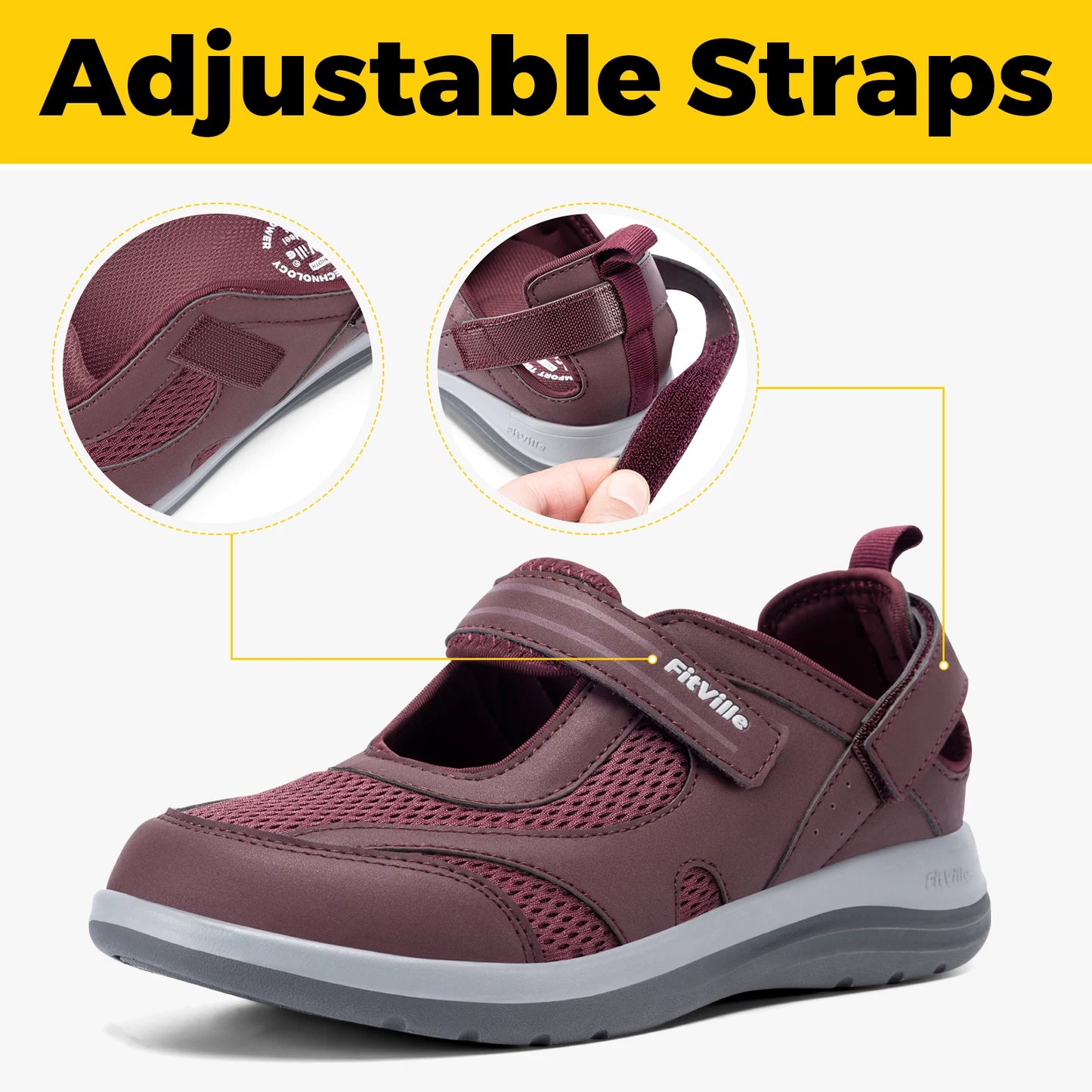 Fitville Mary Jane Sandals With Widened Toe For Swollen Feet