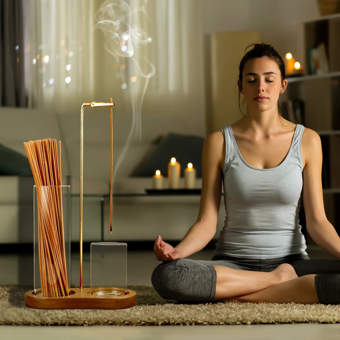 Two In One Glass Ash Catcher Incense Holder Sticks Organizer