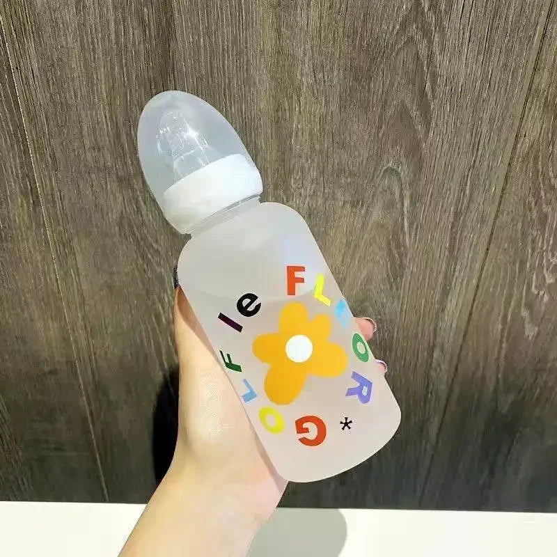 Cute Cartoon Water Bottle With Pacifier Straw For All Ages