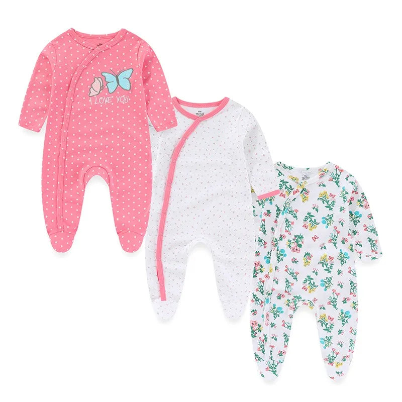 Three Piece Cotton Baby Romper Set Long Sleeve All Seasons