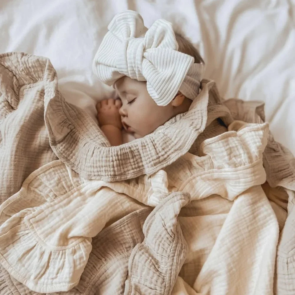 Ruffled Muslin Baby Swaddle Blanket Organic Cotton Newborn
