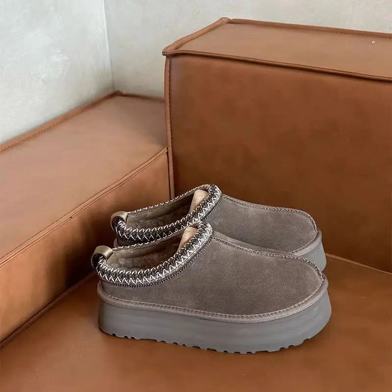 Designer Winter Snow Boots Leather Platform Fur Lined Waterproof Warm