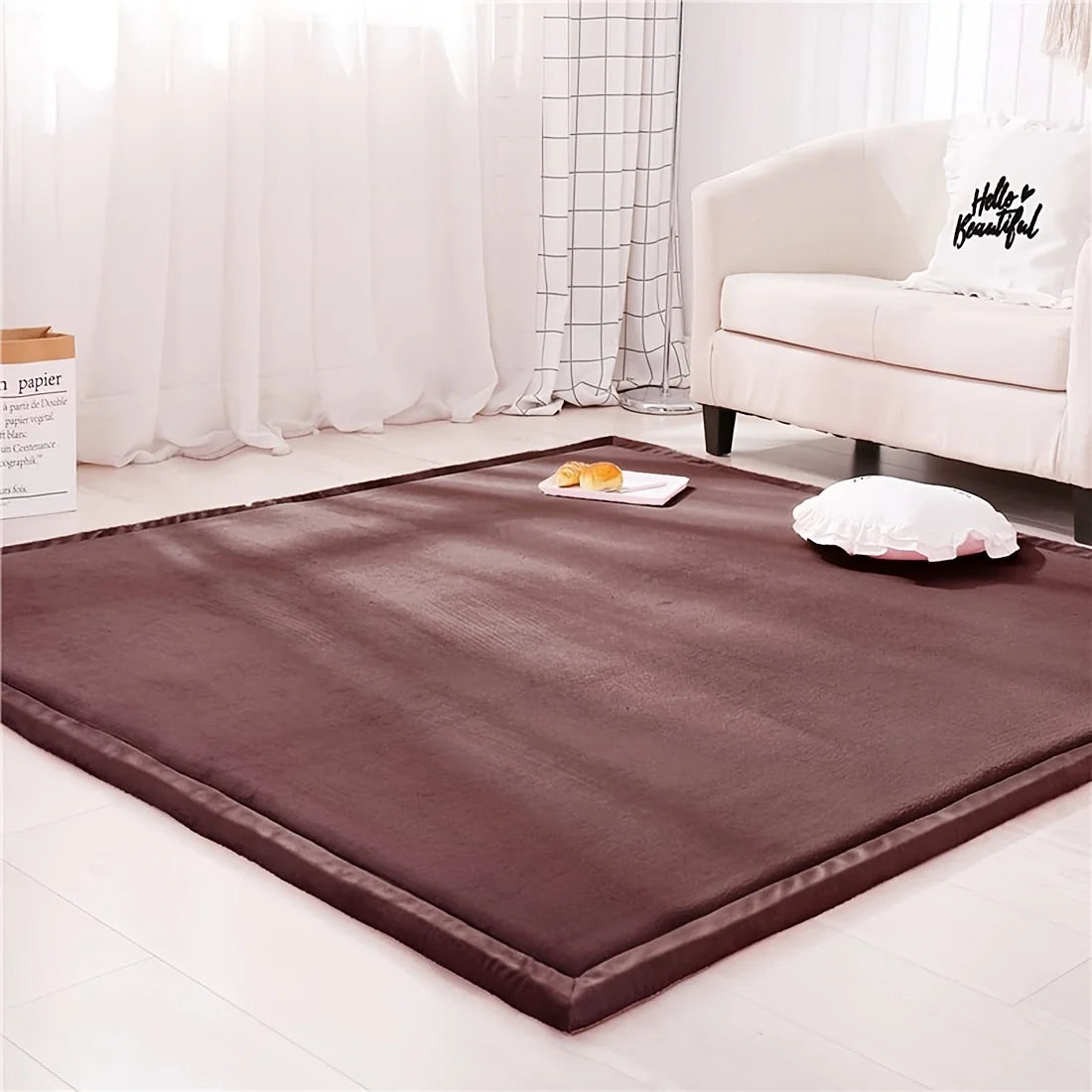 Japanese Tatami Rug Coral Velvet Baby Play Mat For Playroom