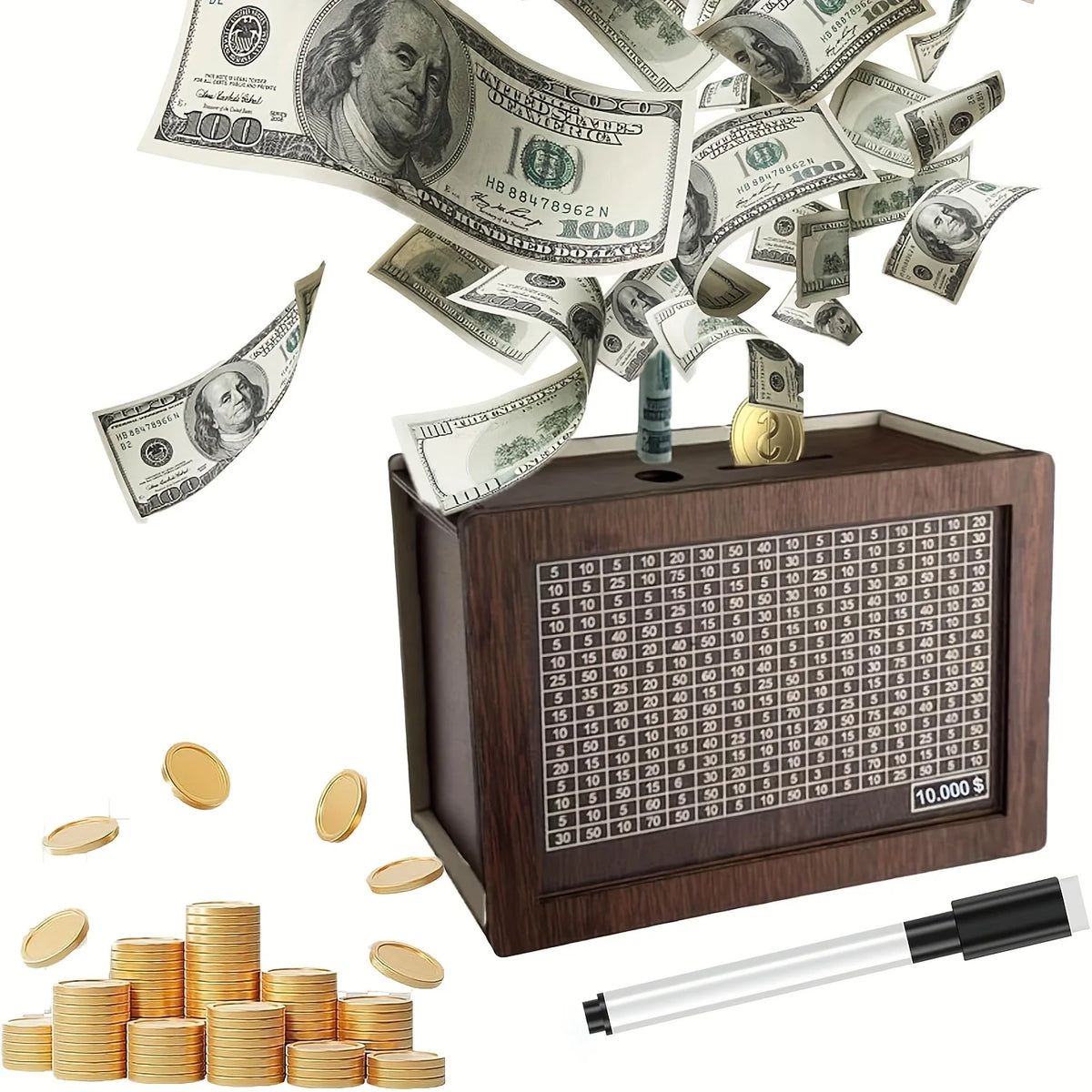 Halloween Wooden Money Bank With Savings Target And Number Tracker