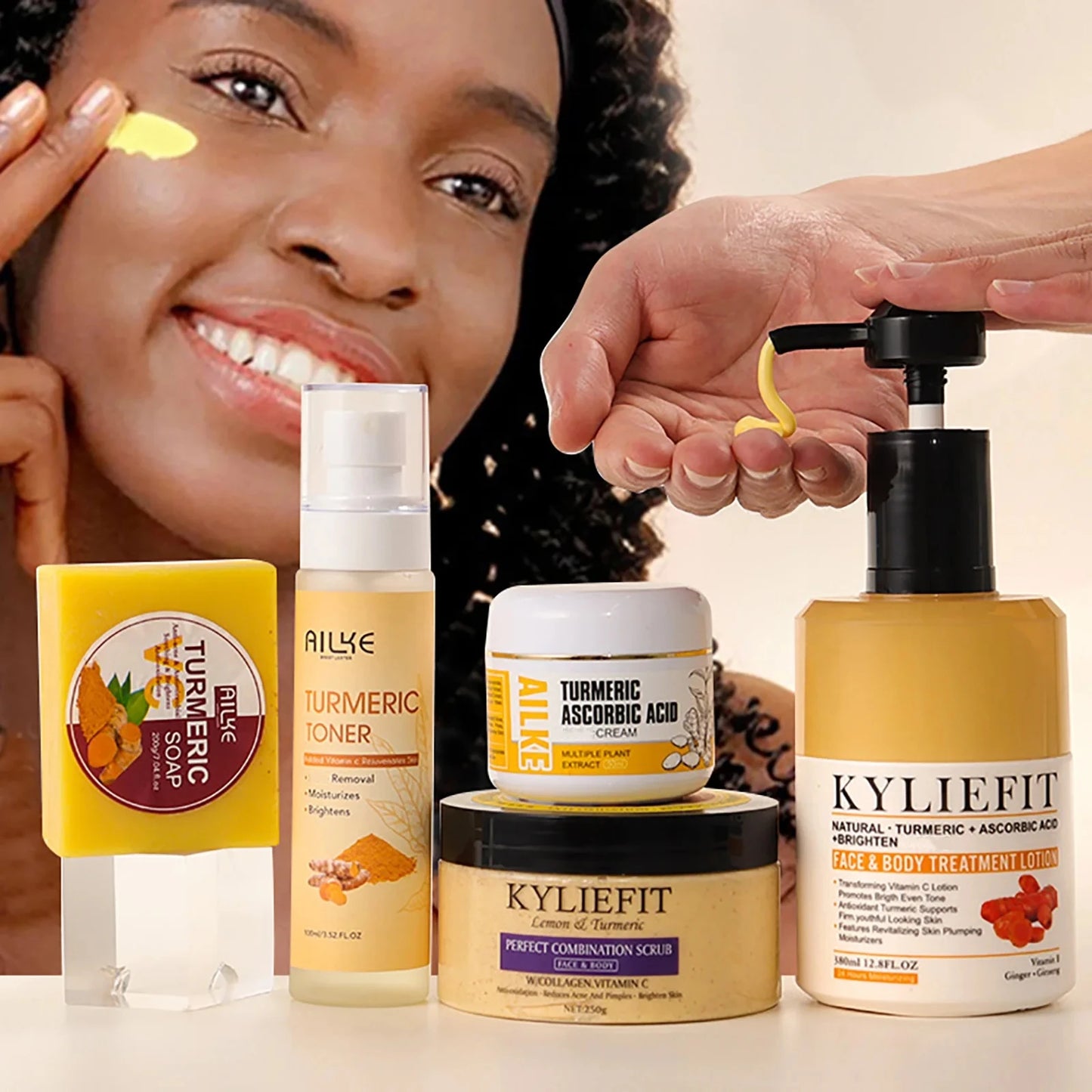 AILKE Organic Turmeric Skin Care Kit Brightens And Moisturizes