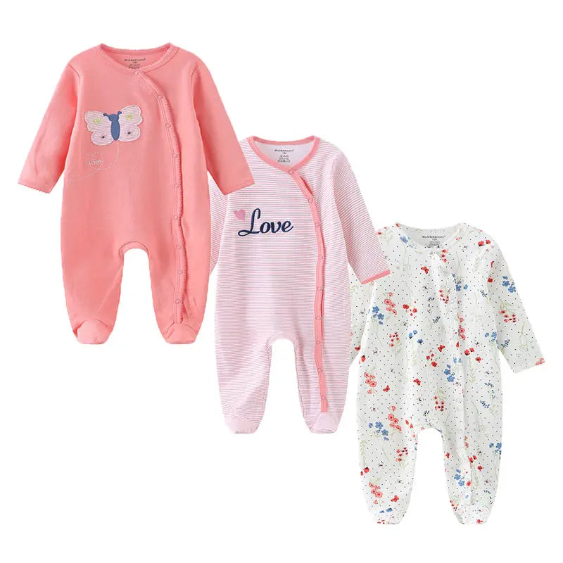 Three Piece Cotton Baby Romper Set Long Sleeve All Seasons