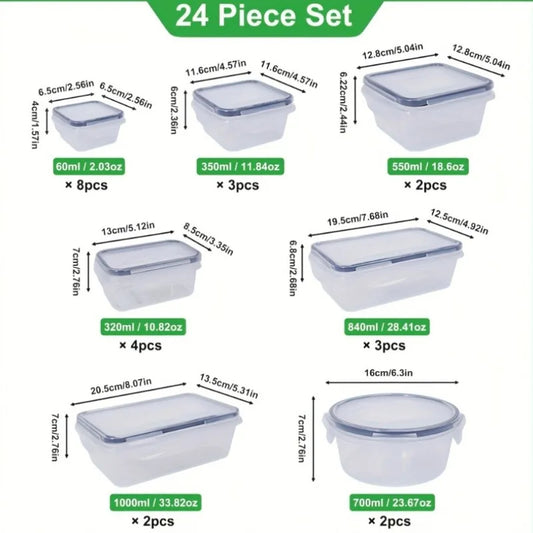 48Pcs BPA-Free Food Storage Set - 24 Airtight Containers & Lids with Labels for Pantry, Travel, Kitchen Organization
