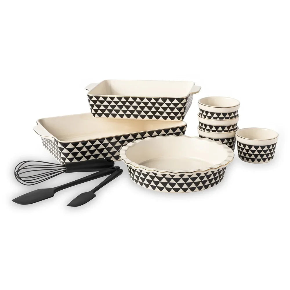 10 Piece Ceramic Bakeware Set With Spatulas Whisk Oven Safe