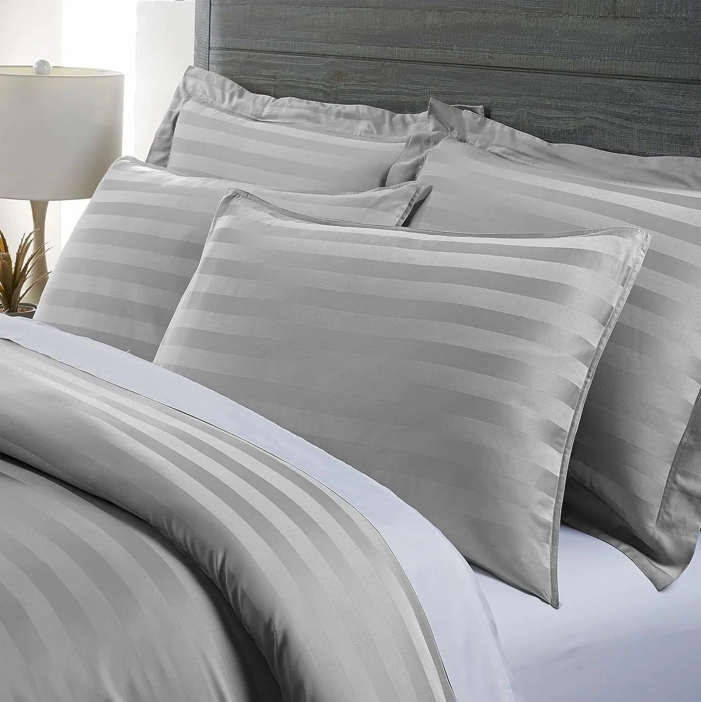 Organic Bamboo Viscose Duvet Cover Set ThreePiece Cooling