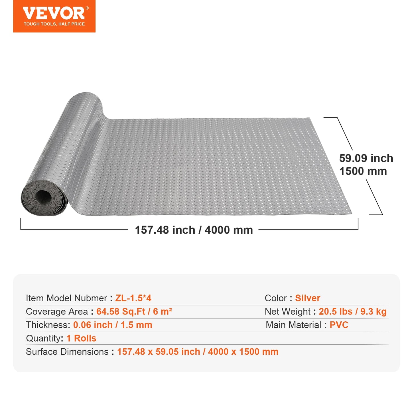 NONECN SucceBuy PVC Garage Floor Mat Non Slip Diamond Texture