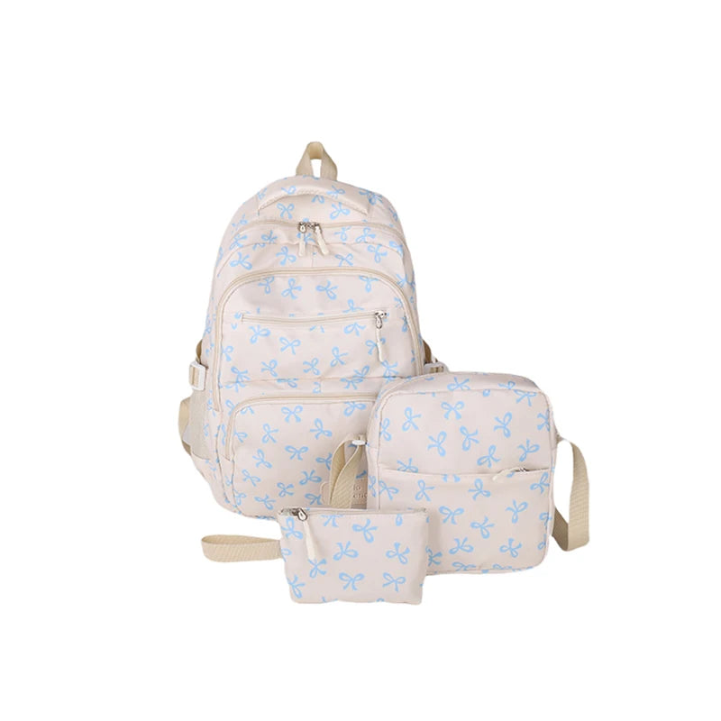 Bow Print Backpack Set With Crossbody Bag For Kids UltraDurablePremiumQualityMaterialConstruction