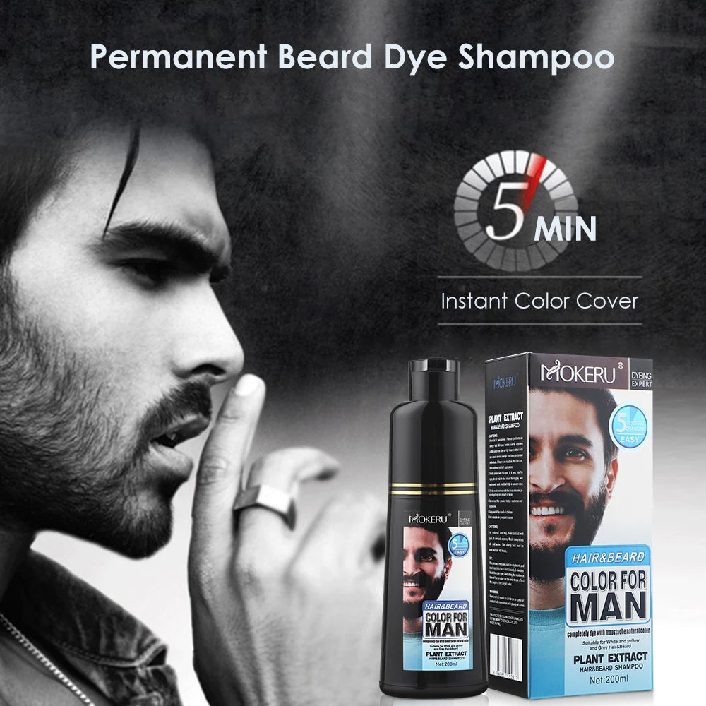 Beard Dye Shampoo Black Color For Men Grey Hair Repair